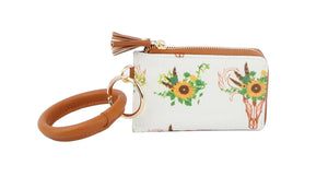 Top Zip Floral Wristlet Fashion Wallet