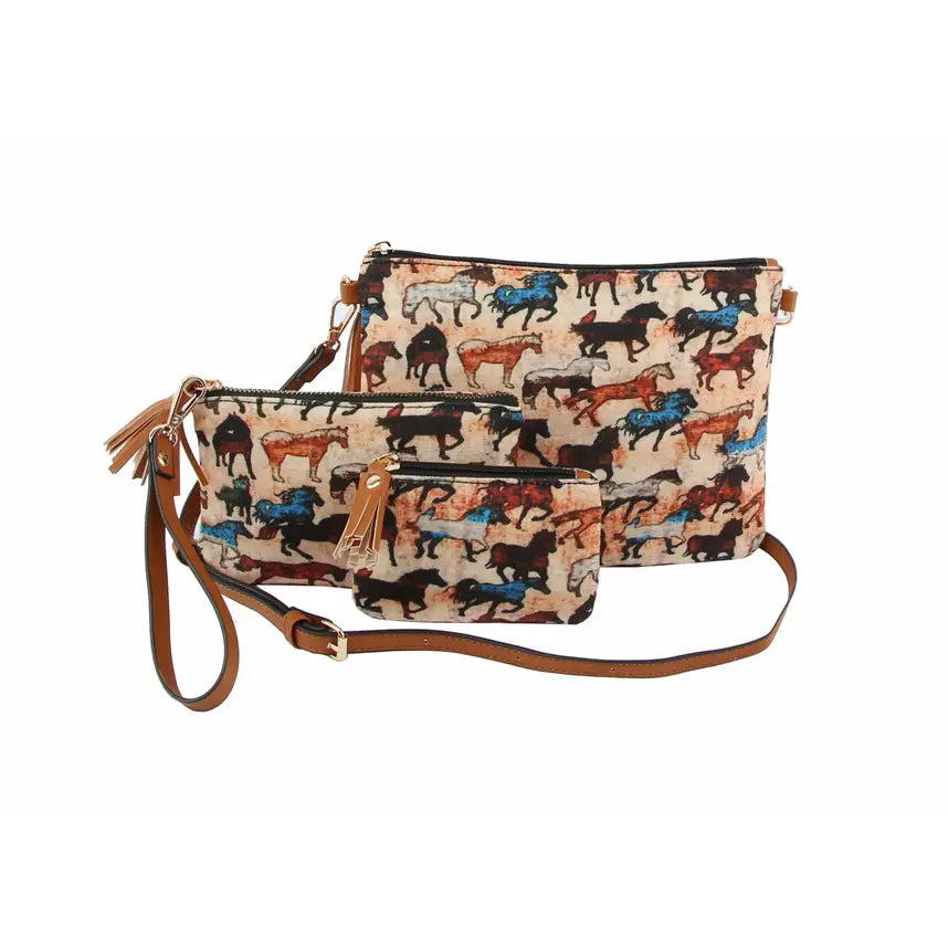 Clutch Shoulder Handbag Horse Print Bag